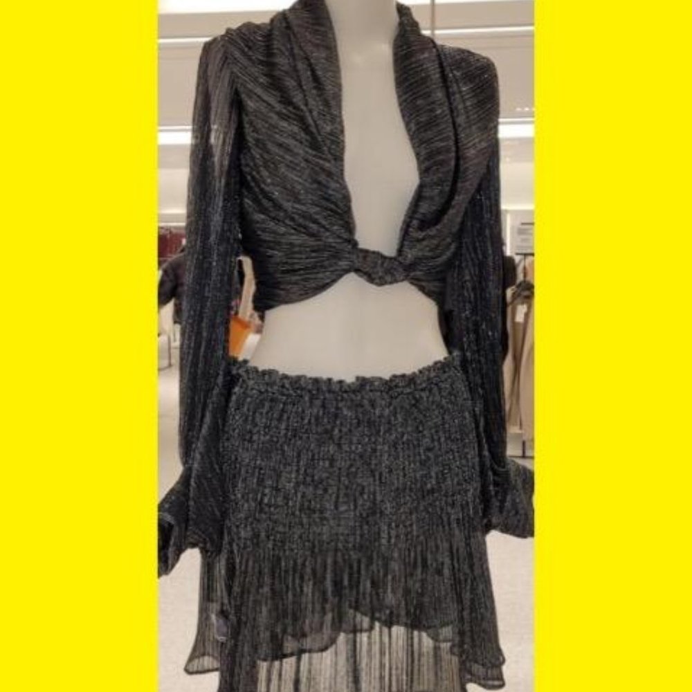 Zara Black and Silver skirt set Size L/M (New w/tags)